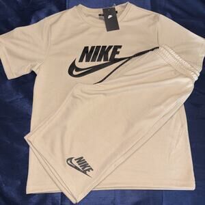 Men Nike Sweatsuit Short-Set-Medium-Tan
